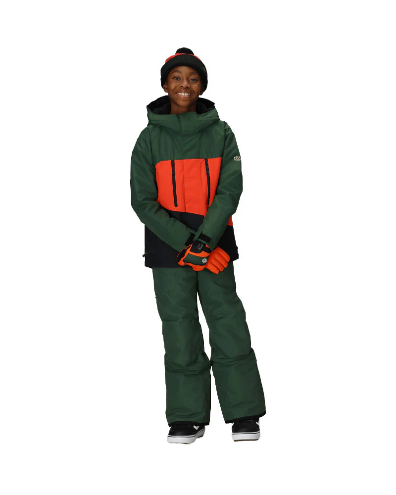 686 Kids' Geo Insulated Jacket Moss Green Colorblock 2026 - Image 4