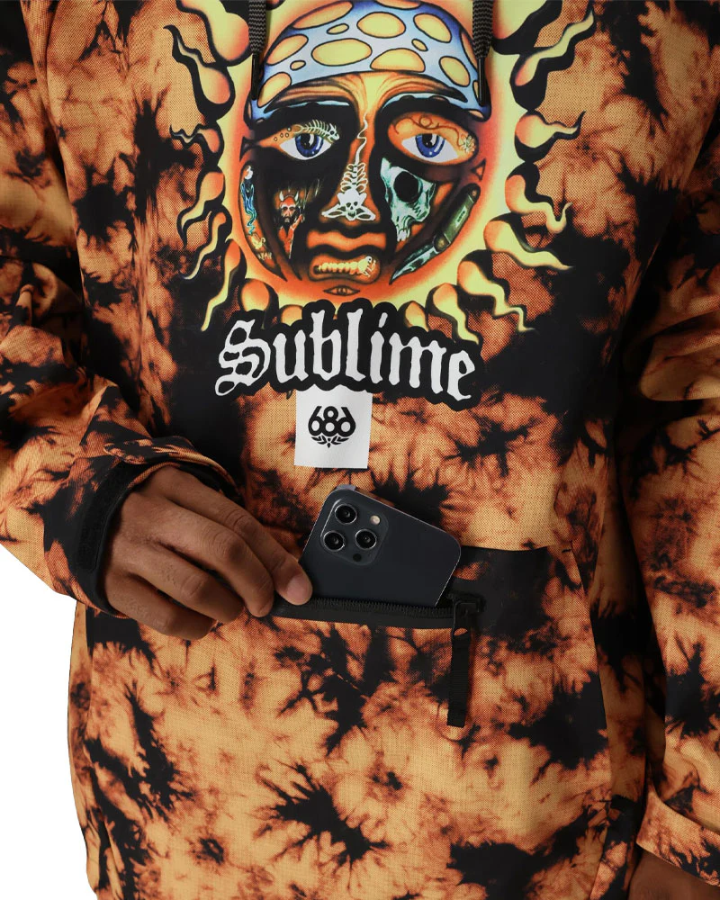686 Men's Waterproof Hoodie Sublime Orange Tie Dye 2026 - Image 4