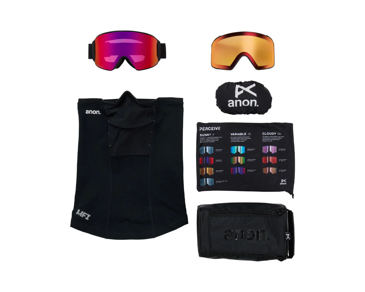 Anon M4 Goggle Black/Perceive Sunny Red + Bonus Lens + MFI Face Mask 2026 - Image 6