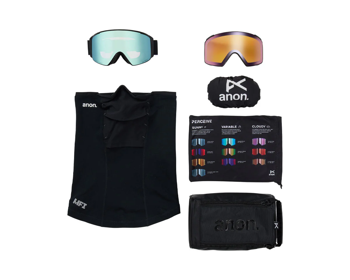 Anon M4S Low Bridge Goggle Black/Perceive Variable Blue + Bonus Lens + MFI Face Mask 2026 - Image 5