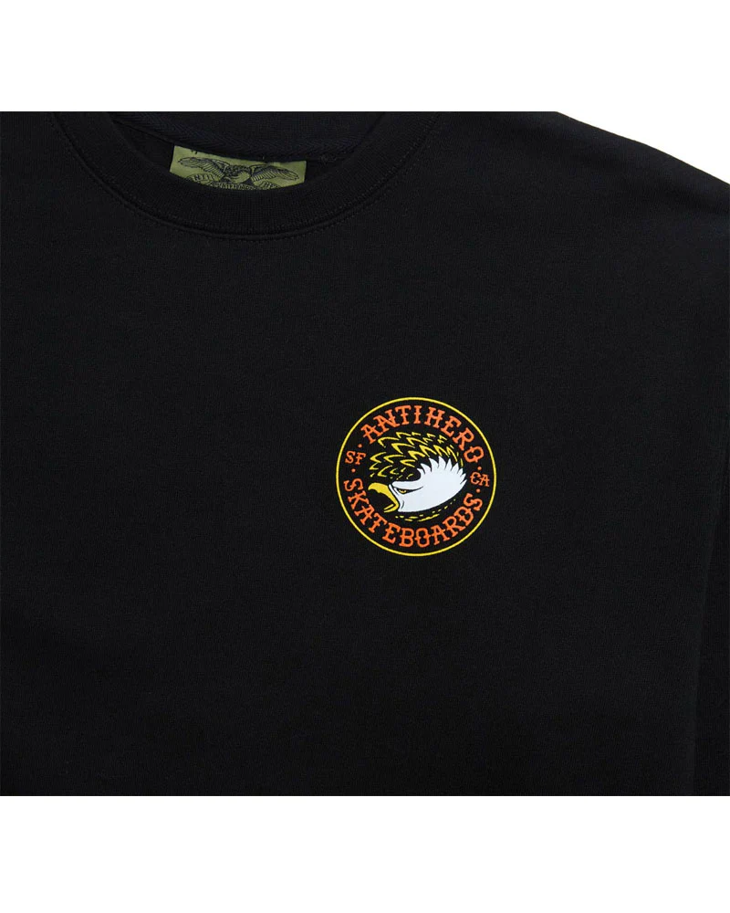 Anti-Hero Eagle Round Pullover Crewneck Sweatshirt - Black/Orange/Yellow - Image 2