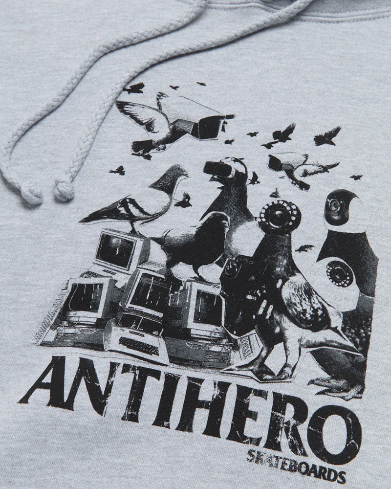 Anti-Hero Pigeon Intelligence Hoodie Grey Heather - Image 2