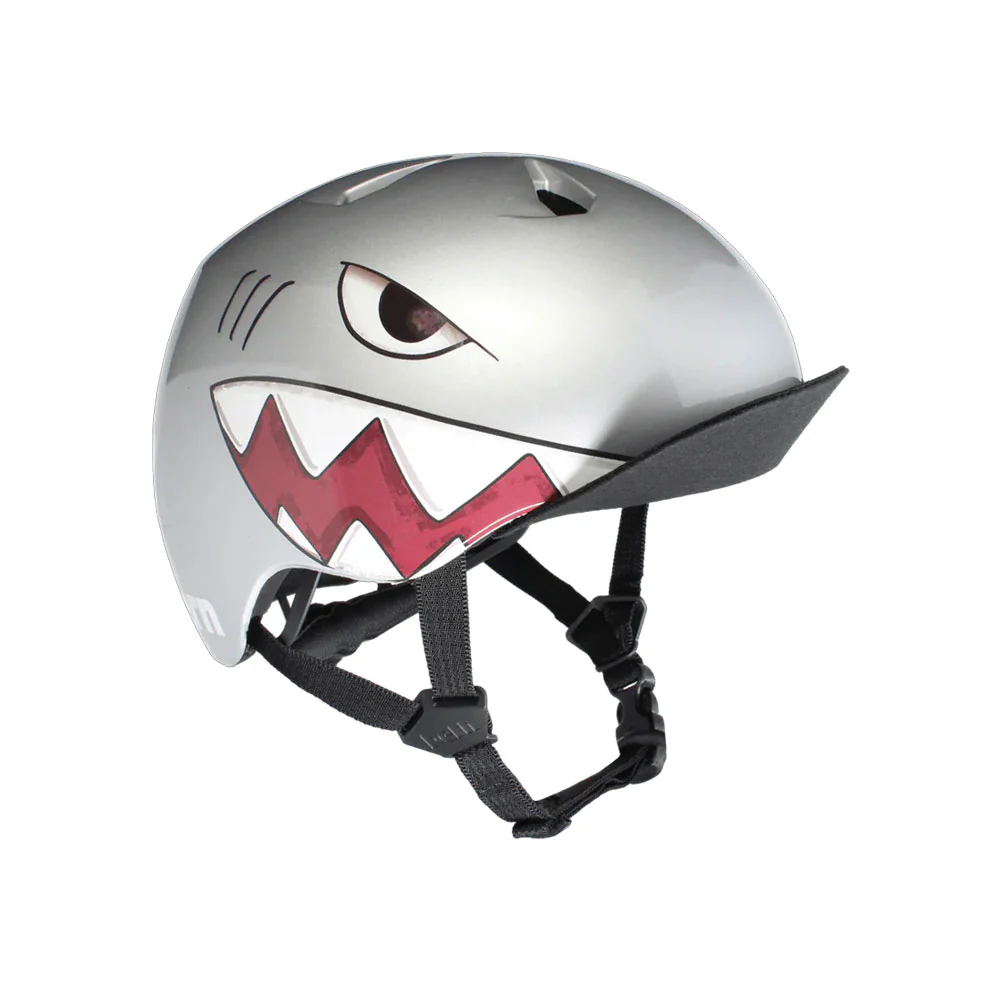 Bern Kids Nino DVRT Helmet Metallic Silver Shark Bite 2026 - Image 2