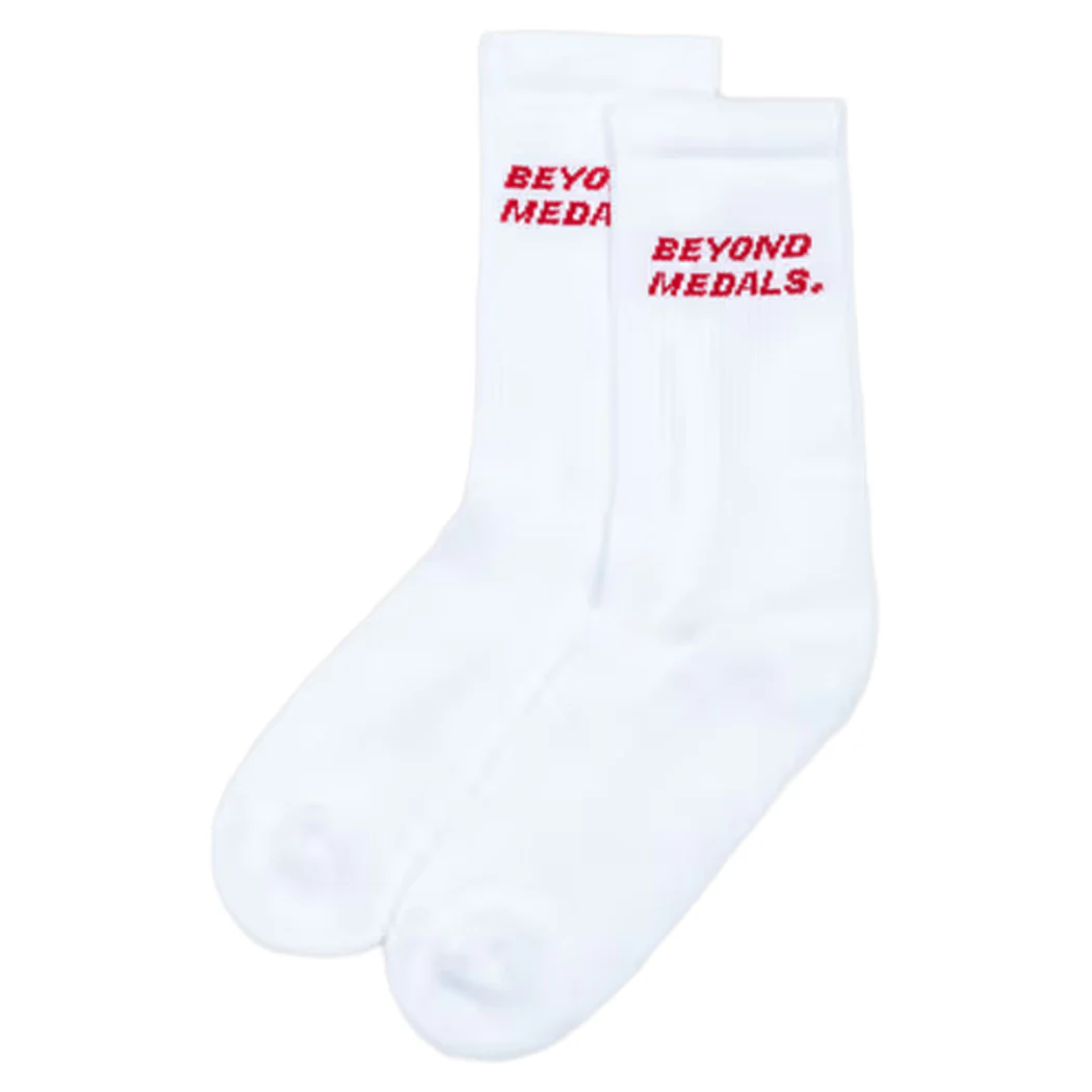 Beyond Medals Logo Sock White 2026