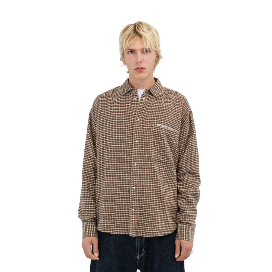 Beyond Medals Men's Checkerd Shirt Brown 2026 - Image 2