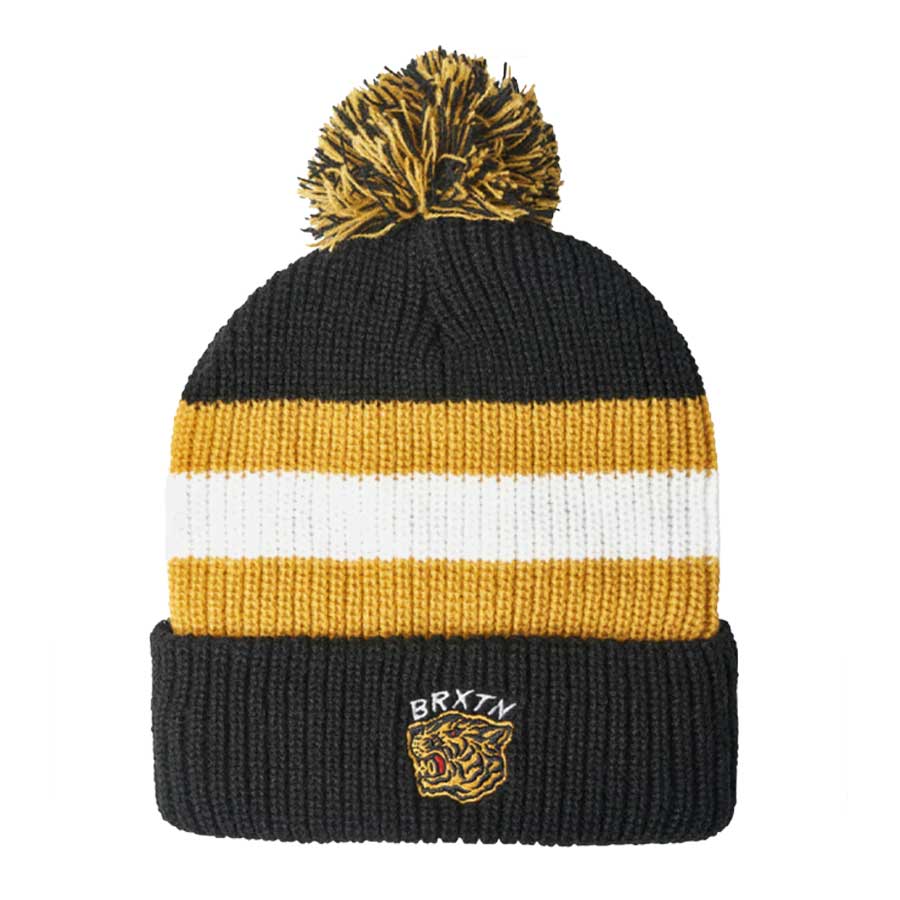 Brixton Kit Pom Beanie Black/Off White/Bright Gold