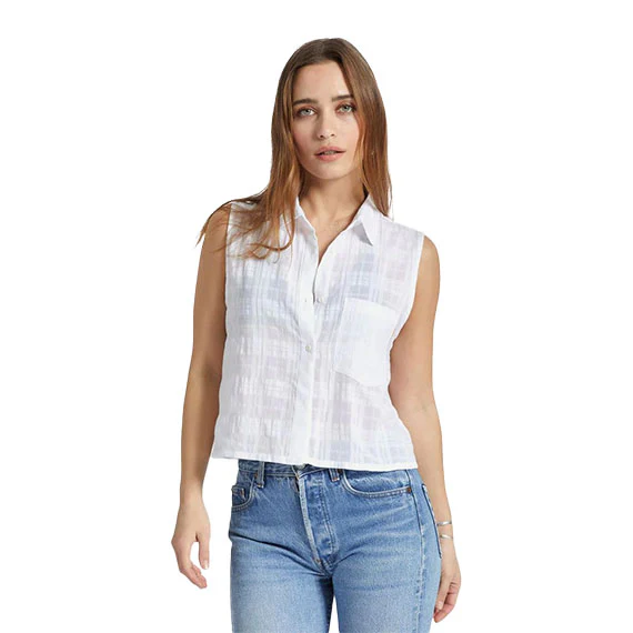 Brixton Women's Leon Boxy Sleeveless Woven White - Image 2