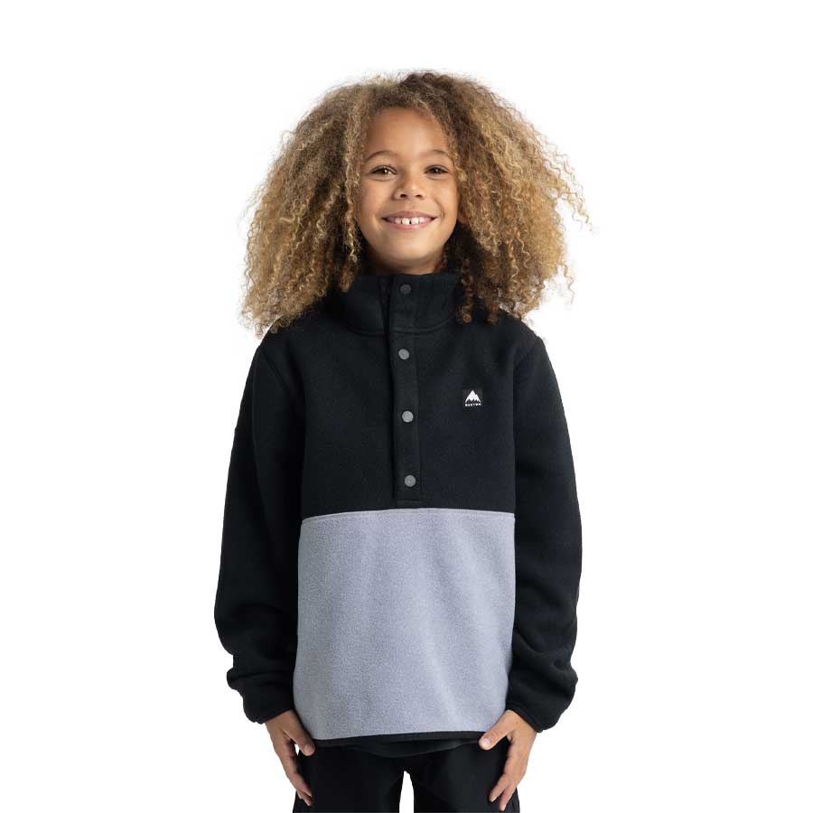 Burton Kids' Cinder Fleece Anorak True Black/Gray Heather 2026 - Image 3