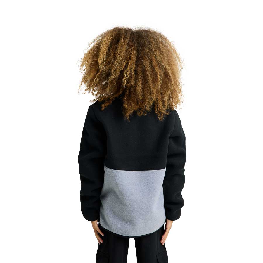 Burton Kids' Cinder Fleece Anorak True Black/Gray Heather 2026 - Image 4