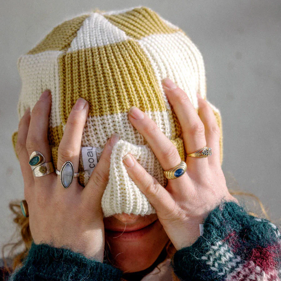 Coal Frena Baggy Beanie Khaki Check 2026 - Image 2
