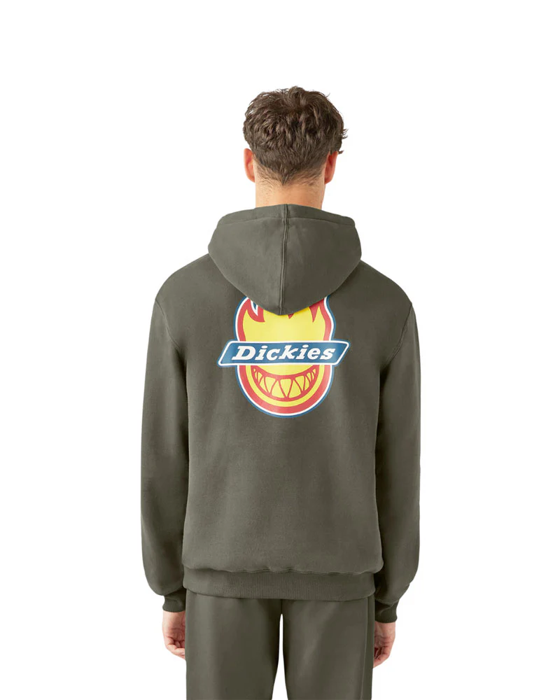 Dickies x Spitfire Fleece Pullover Hoodie - Olive Green - Image 2