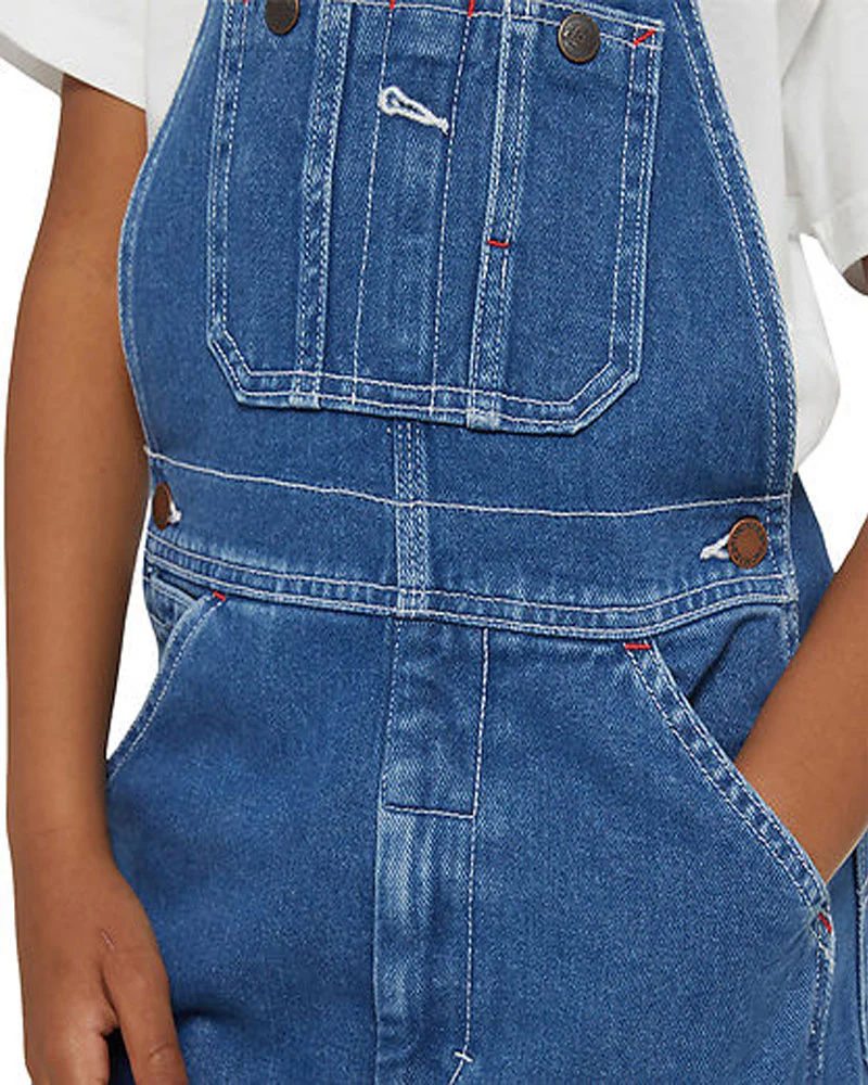 Dickies Kids' Denim Bib Overall Stonewashed Indigo Blue - Image 3