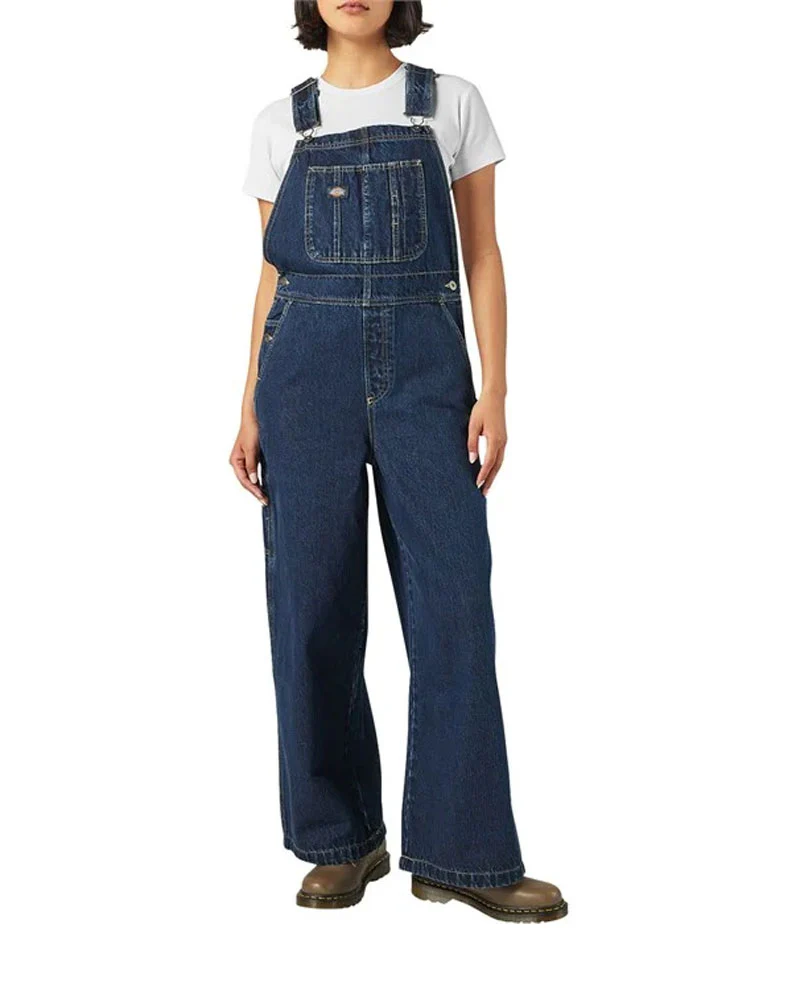Dickies Women's Mechanic Loose Fit Bib Overall Dark Indigo - Image 3