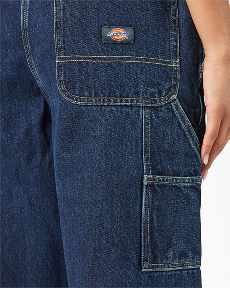 Dickies Women's Mechanic Loose Fit Bib Overall Dark Indigo - Image 6