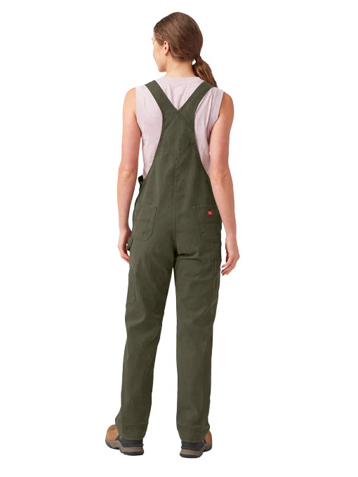 Dickies Women's Relaxed Fit Bib Overalls Rinsed Moss Green - Image 2