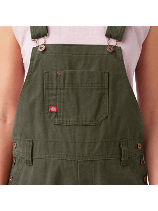 Dickies Women's Relaxed Fit Bib Overalls Rinsed Moss Green - Image 4
