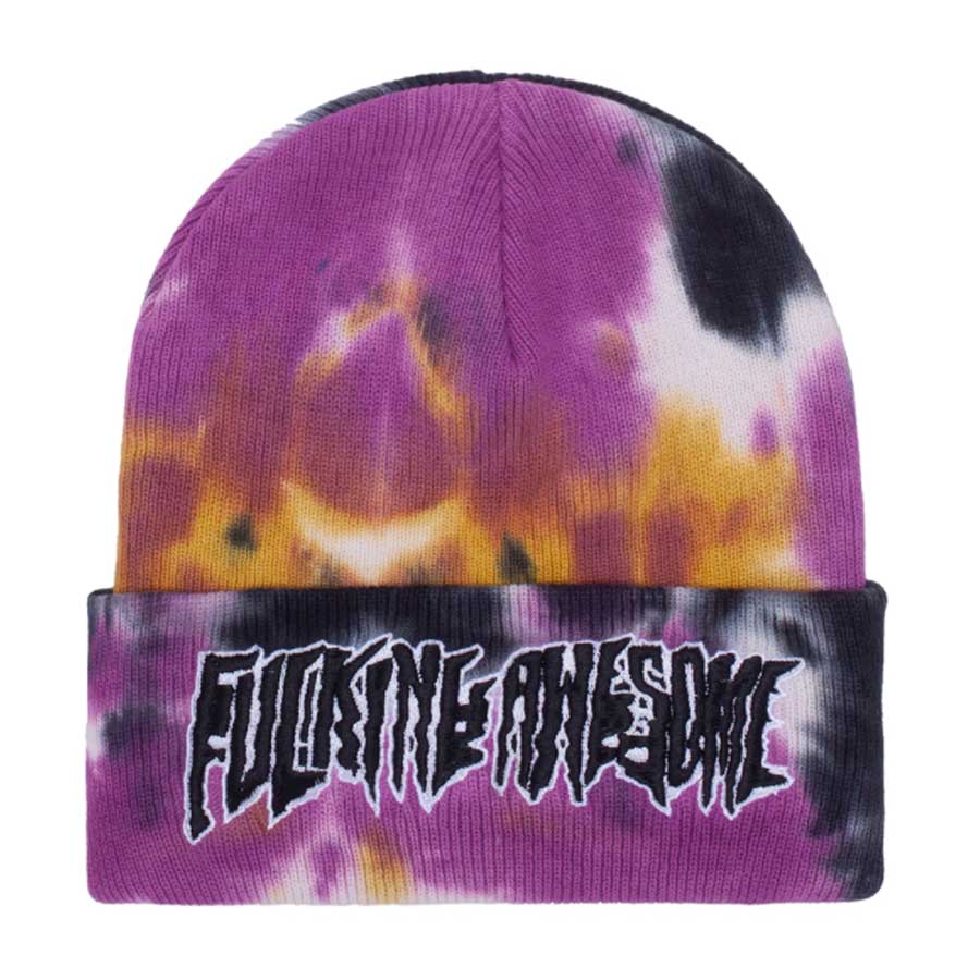 Fucking Awesome Stretch Tie-Dye Cuff Beanie White