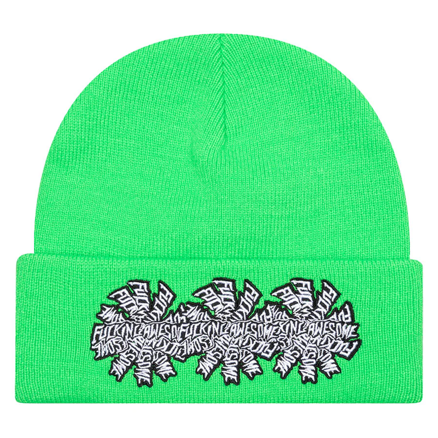 Fucking Awesome Three Spiral Cuffed Beanie Neon Green