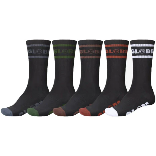 Globe Tilt Hi Crew Sock 5-Pack Black/Assorted