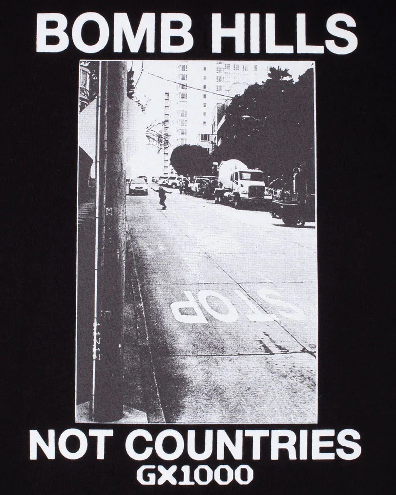 GX1000 Bomb Hills Not Countries Hoodie Black/White - Image 2