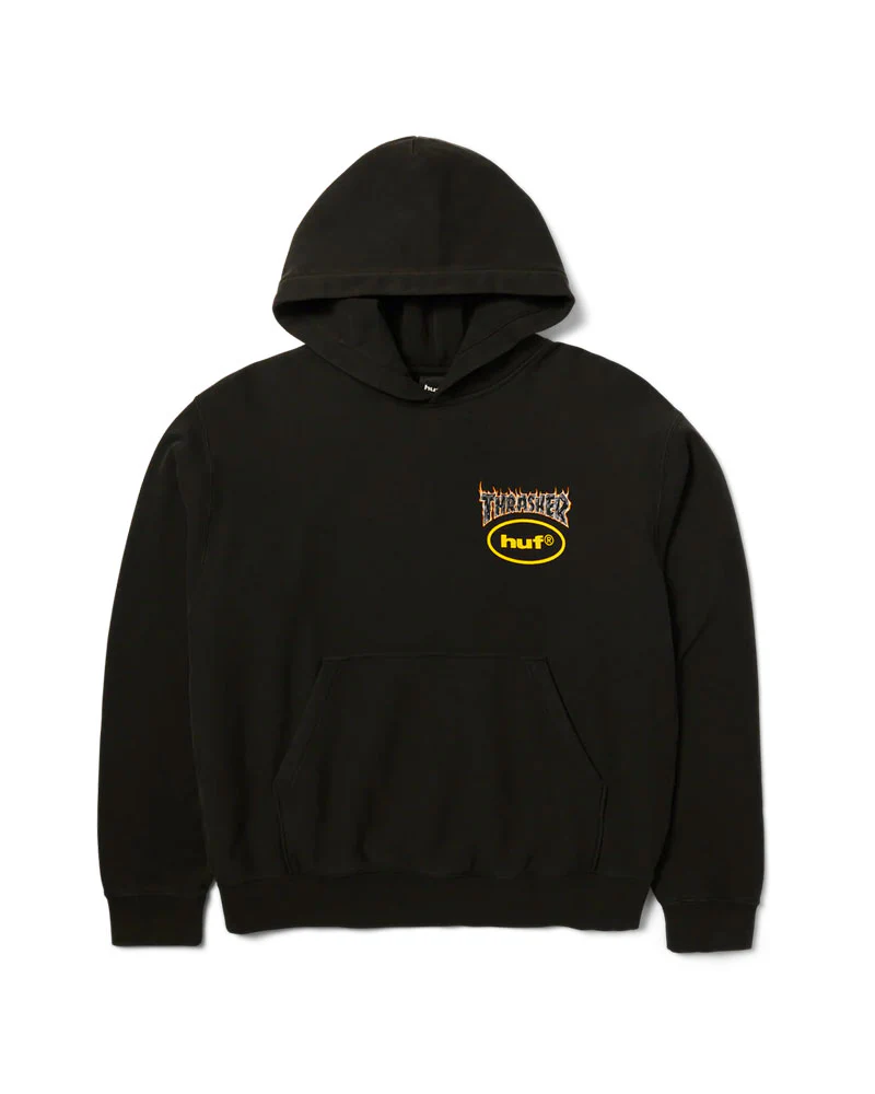 HUF x Thrasher Meltdown Heavyweight Hoodie Washed Black