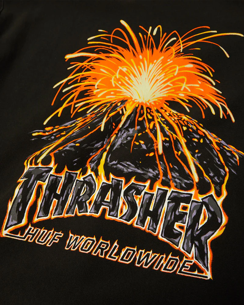 HUF x Thrasher Meltdown Heavyweight Hoodie Washed Black - Image 4
