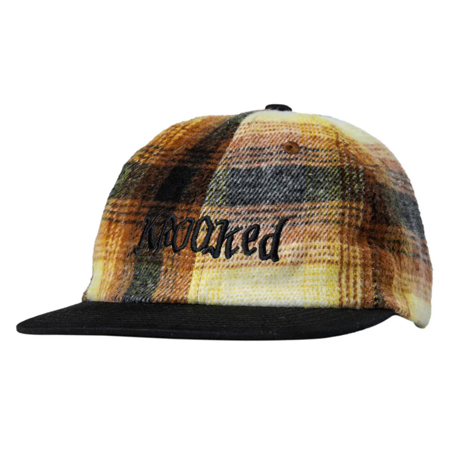Krooked Double Ok Script Strapback Hat Flannel/Black