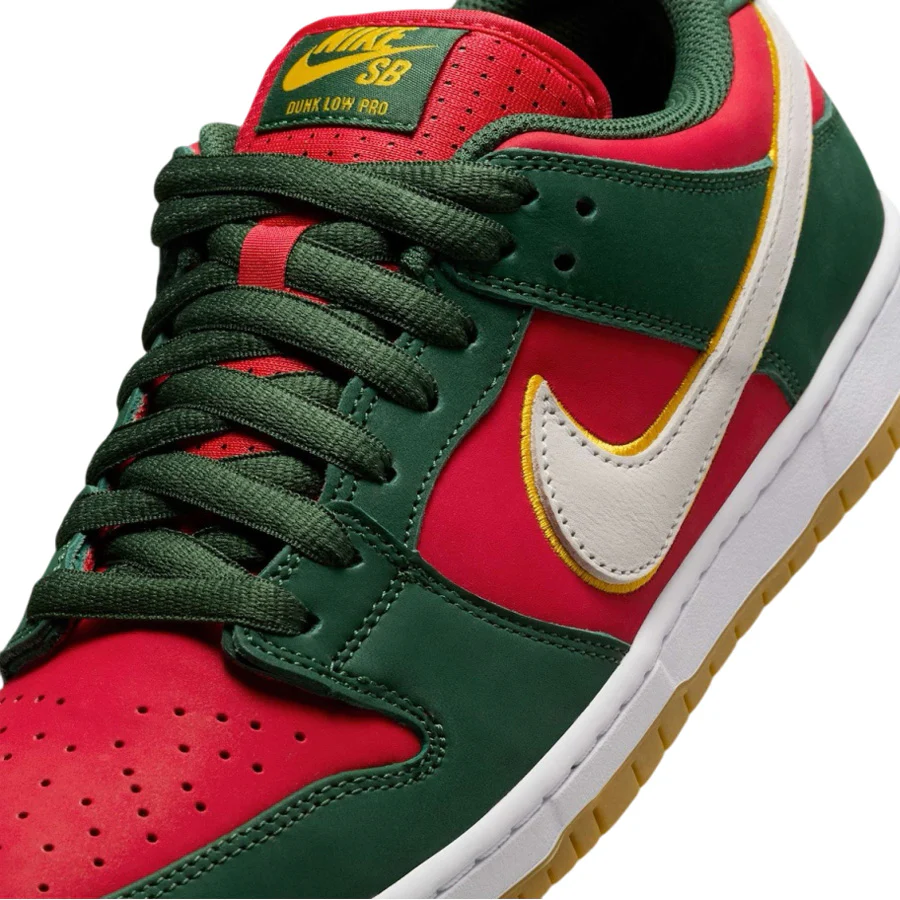 Nike SB Dunk Low Pro Premium - Fir/White-University Gold-Fire Red - Image 7