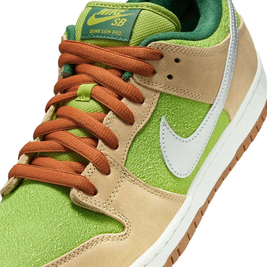 Nike SB Dunk Low Pro - Sesame/Metallic Silver-Pear-Fir - Image 8
