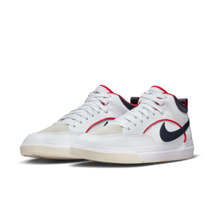 Nike SB React Leo Prm - White/Midnight Navy-University Red - Image 3