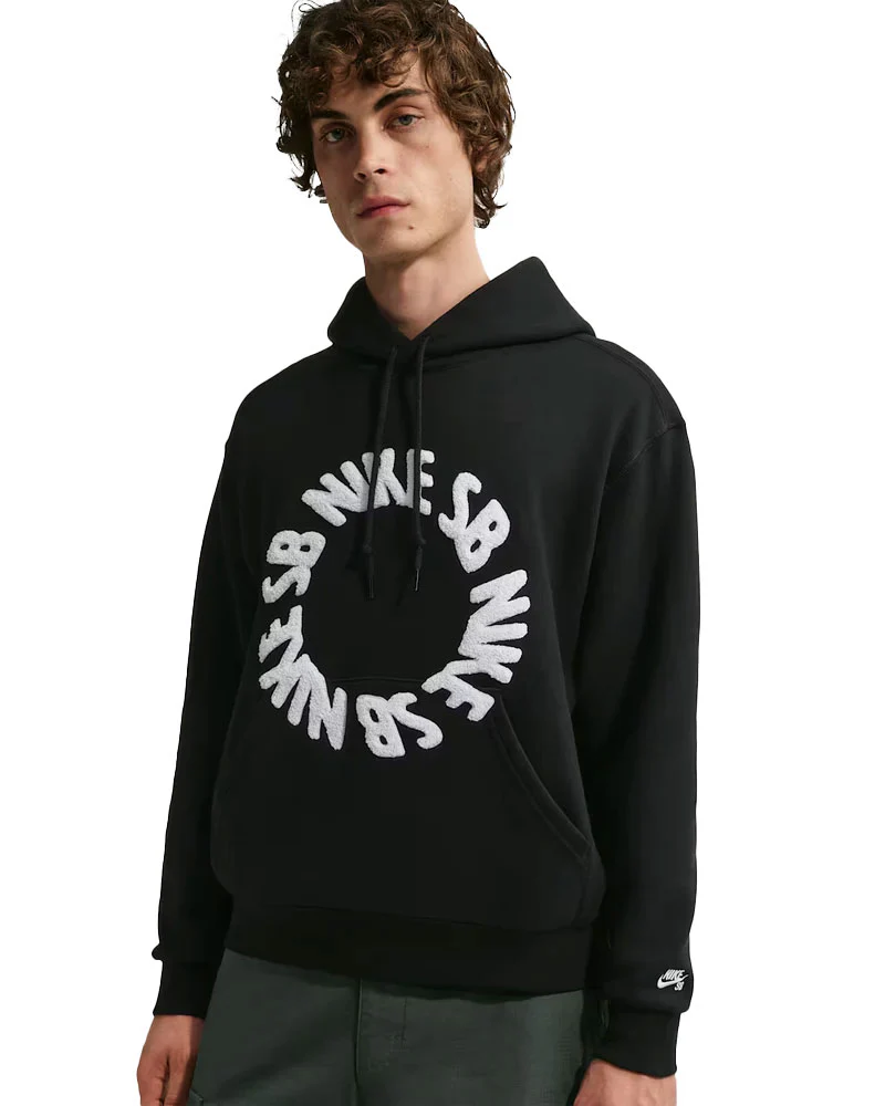 Nike SB Rolling BB Pullover Fleece Hoodie Black/White - Image 2