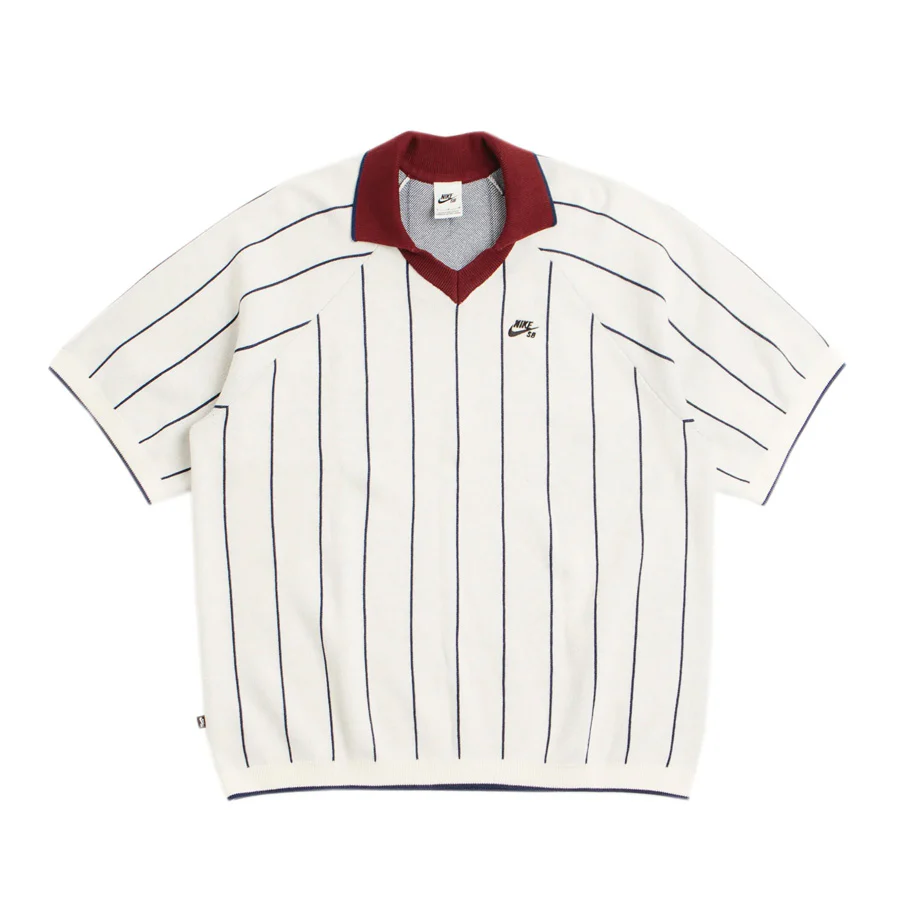 Nike SB Short Sleeve Polo Sweater Sail/Midnight Navy, Dark Team Red