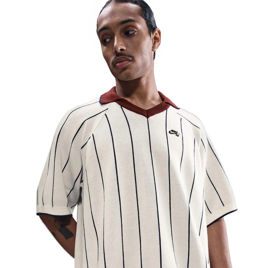 Nike SB Short Sleeve Polo Sweater Sail/Midnight Navy, Dark Team Red - Image 2