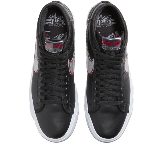 Nike Zoom Blazer Mid Pro GT - Black/Metallic Silver-Red - Image 2