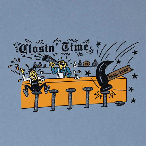 Passport Closin' Time T-Shirt Washed Out Blue - Image 2