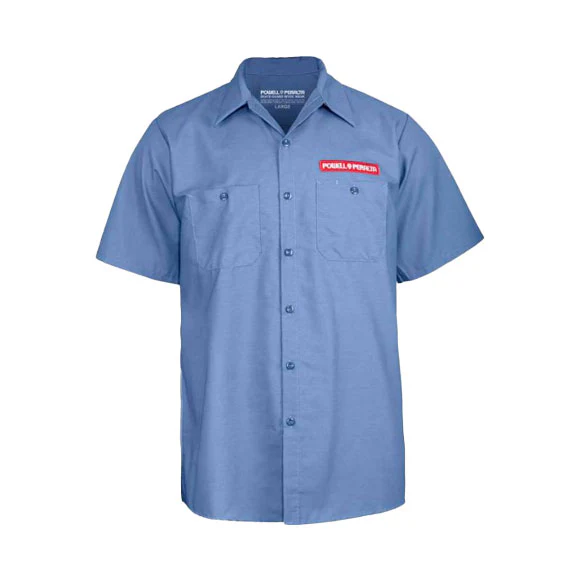Powell Peralta Skateboard Skeleton Work Shirt Postal Blue - Image 2