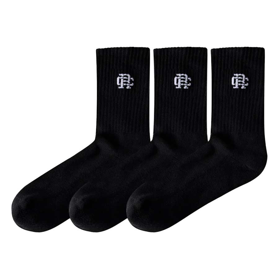 Reigning Champ Classic 3-Pack Mid Crew Sock Black