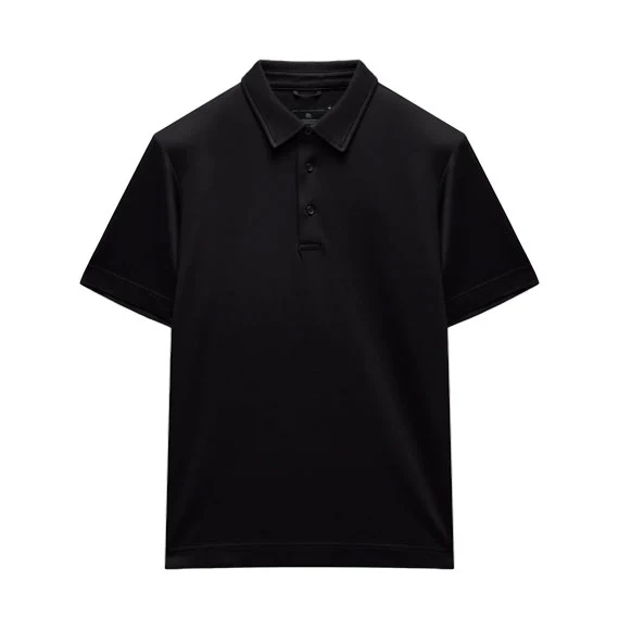 Reigning Champ Cotton Interlock Podium Standard Polo Black