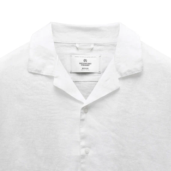 Reigning Champ Linen Retreat Relaxed Camp Button Shirt White - Image 2