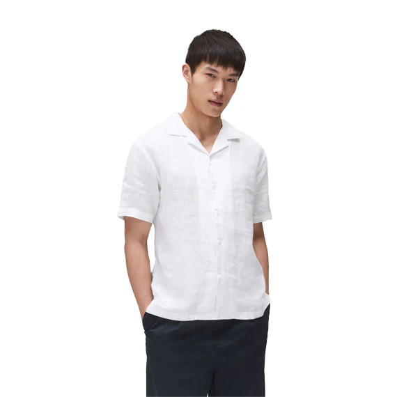 Reigning Champ Linen Retreat Relaxed Camp Button Shirt White - Image 3