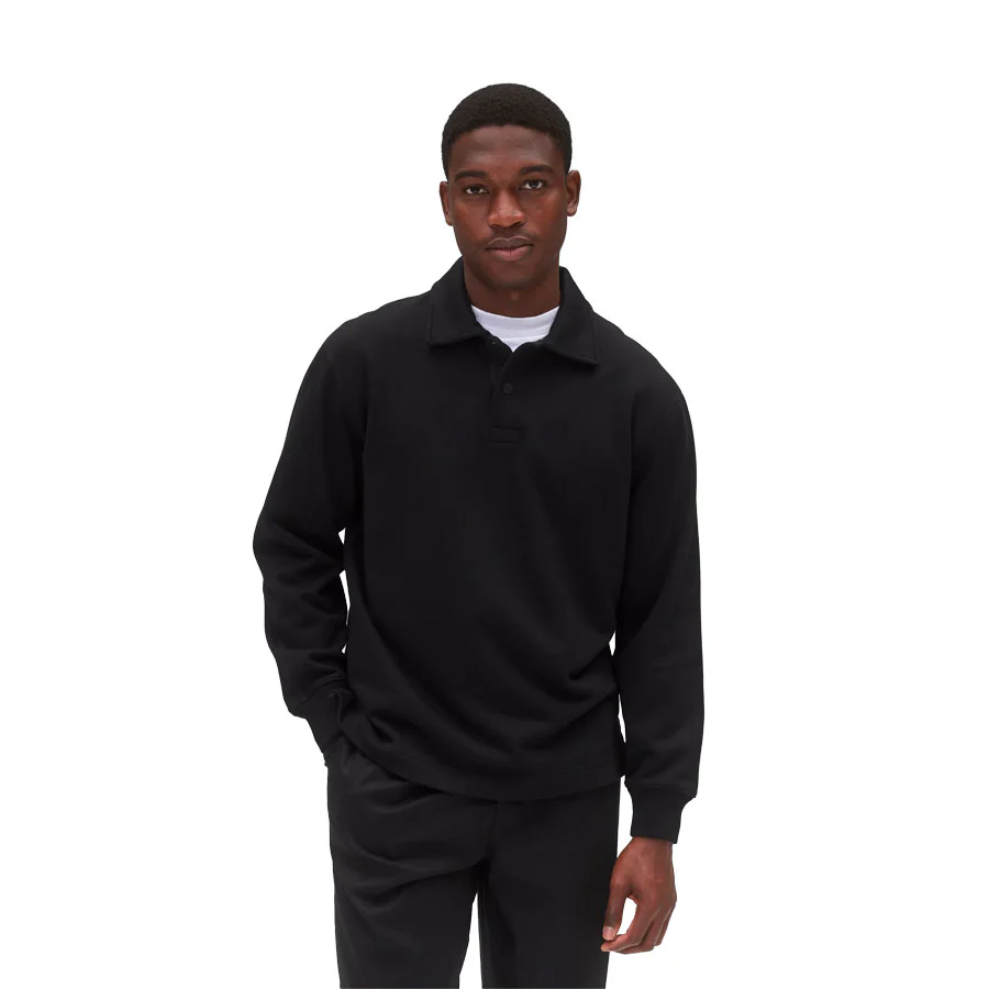 Reigning Champ Midweight Terry Rugby Sweater Black - Image 2
