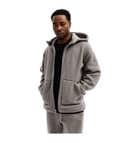 Reigning Champ Polartec Shearling Full Zip Hoody Quarry - Image 3