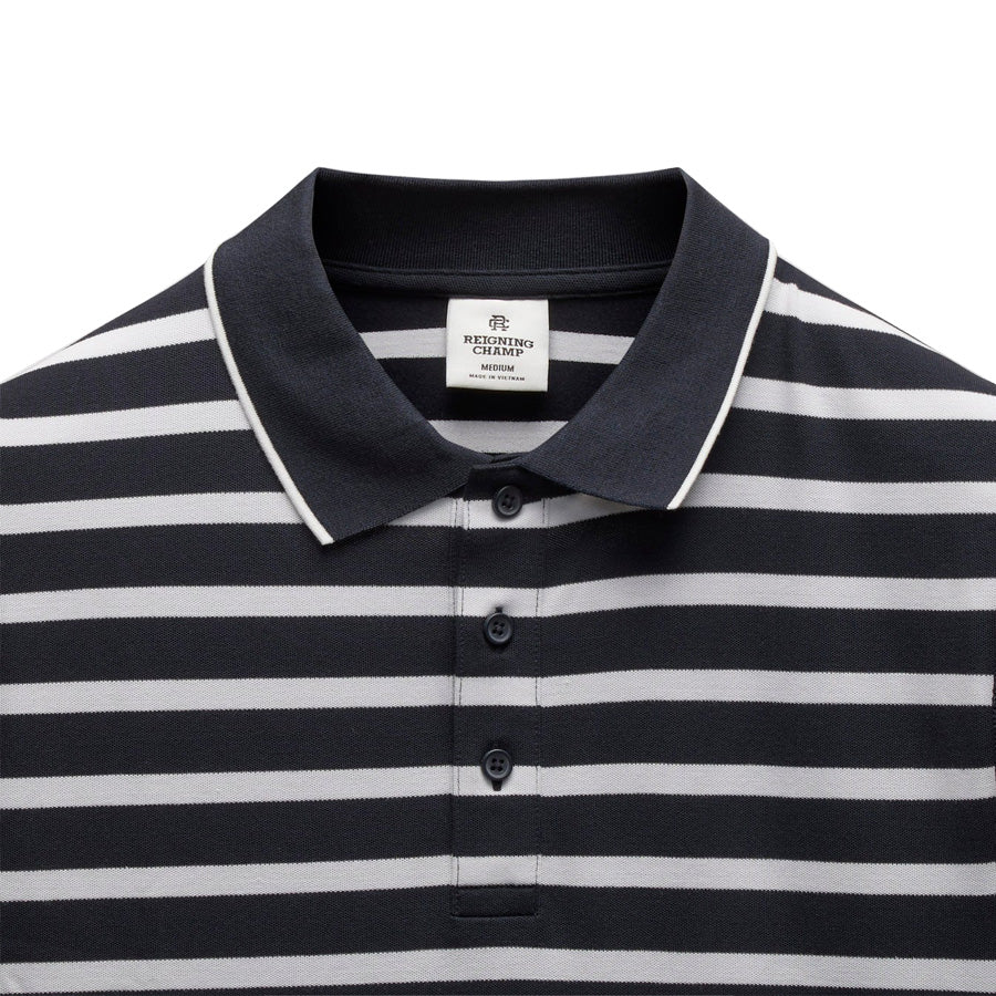 Reigning Champ Quick Dry Pique Playoff Polo Navy-White - Image 2