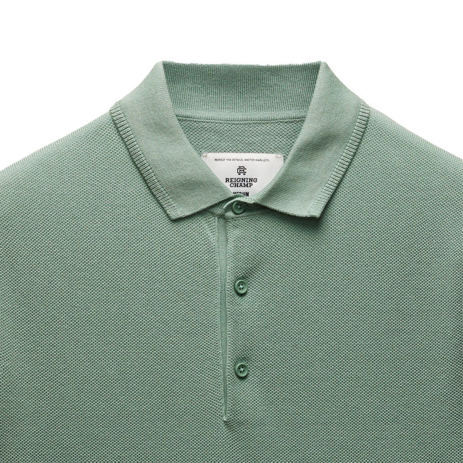 Reigning Champ Supima Knit Polo Sage - Image 2