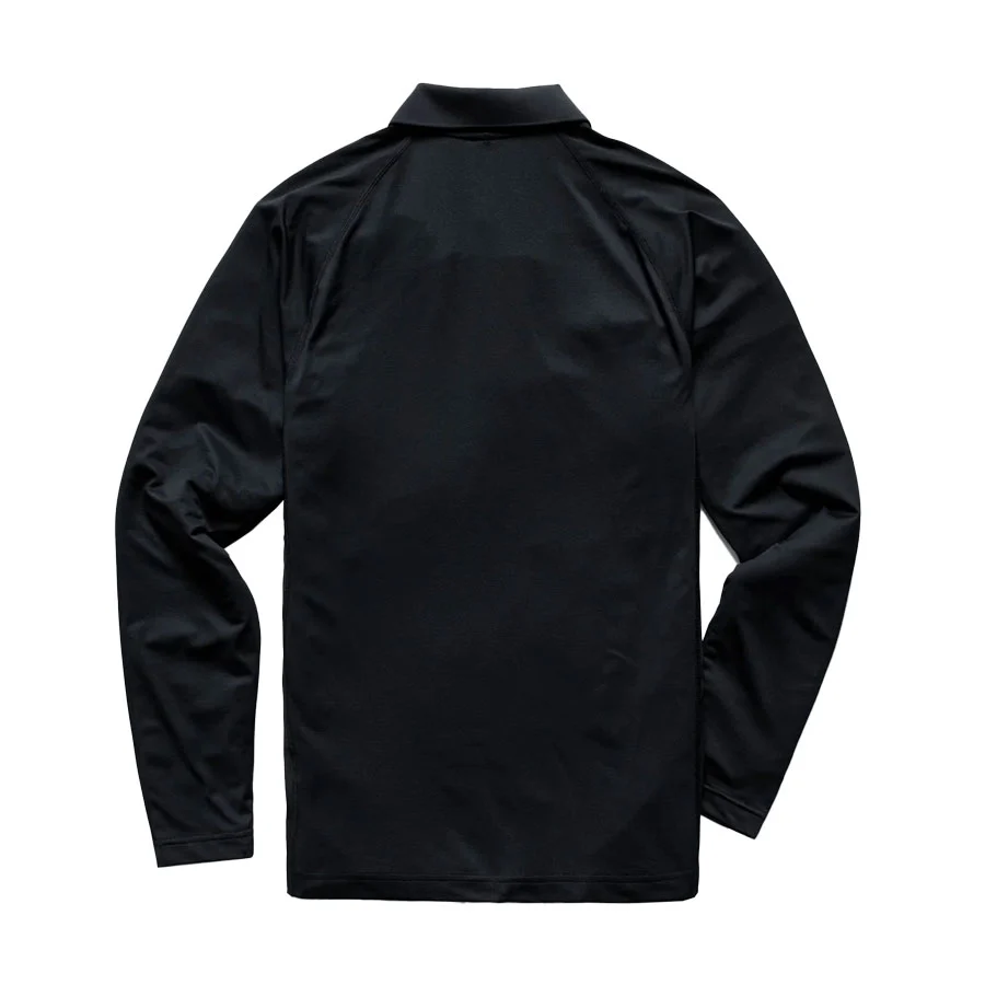 Reigning Champ Tech Pique LS Playoff Polo Shirt Black - Image 2