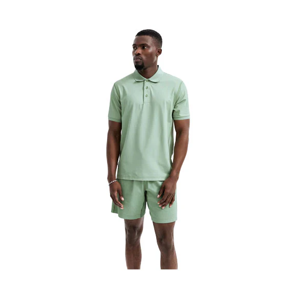 Reigning Champ Tech Pique Polo Shirt Mineral Green - Image 3