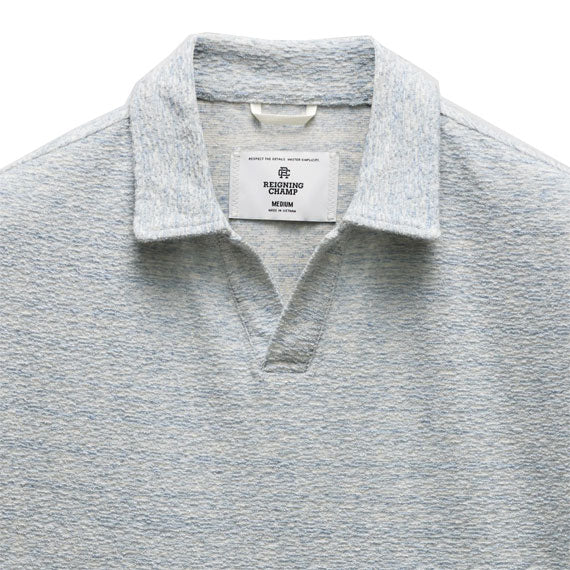Reigning Champ Textured Terry Standard Polo Shirt Static Blue - Image 2