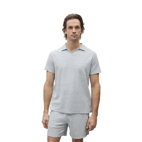 Reigning Champ Textured Terry Standard Polo Shirt Static Blue - Image 3
