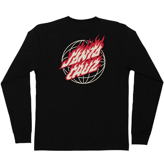 Santa Cruz Long Sleeve T-Shirt Global Flame Dot - Black
