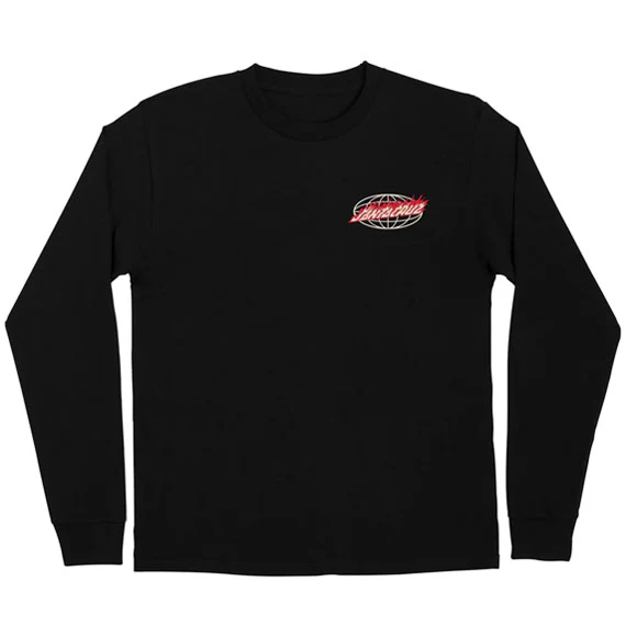 Santa Cruz Long Sleeve T-Shirt Global Flame Dot - Black - Image 2
